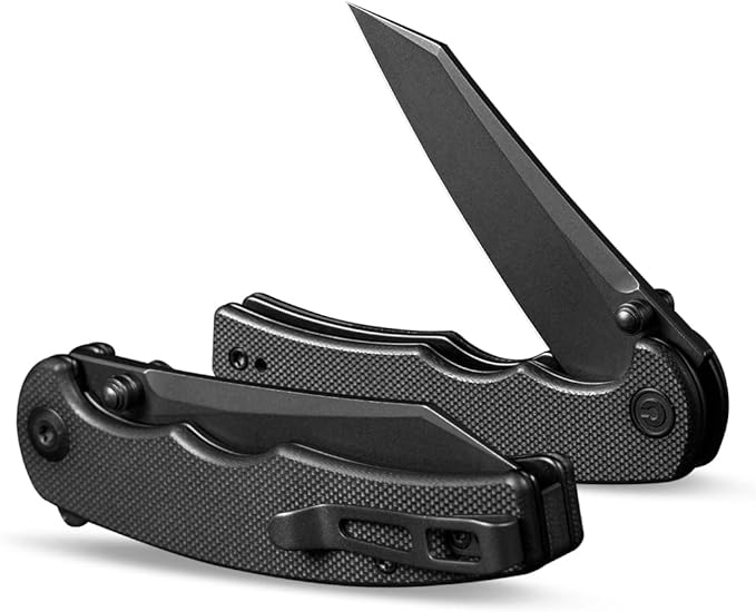 CIVIVI P87 Folder EDC Knife, Kaila Cumings 2.9-in Nitro-V Black Stonewashed Blade Reverse Tanto, G10 Handle with A Thumb Stud Liner Lock Folding Pocket Knife for Everyday Carry (Black)