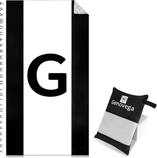 Genovega Oversized Monogrammed Microfiber Beach Towels Sandproof Compact for Men Women