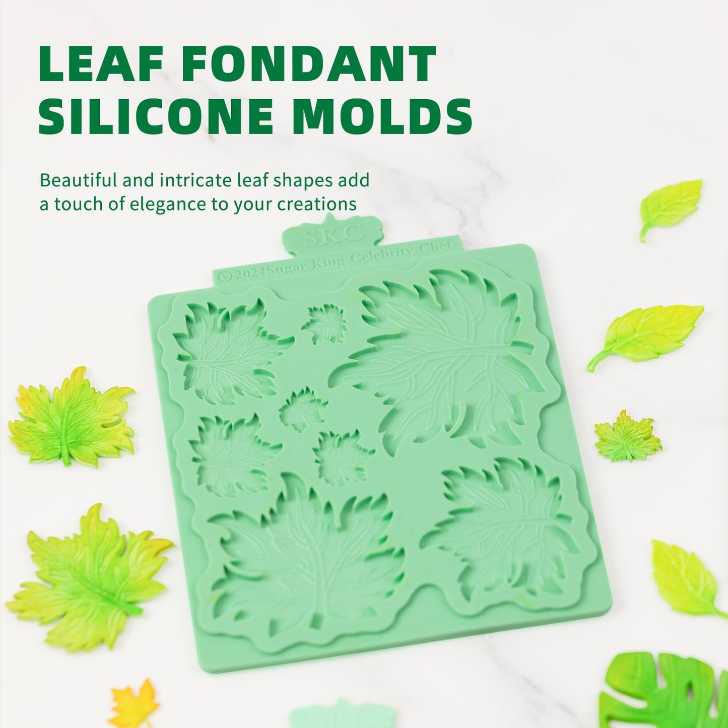 KALAIEN Leaf Molds Silicone,Leaves Chocolate Mold Fondant Molds Silicone for Clay Crafts Air Dry,3D Candy Gumpaste Moulds Set of 2 (Maple Leaf)