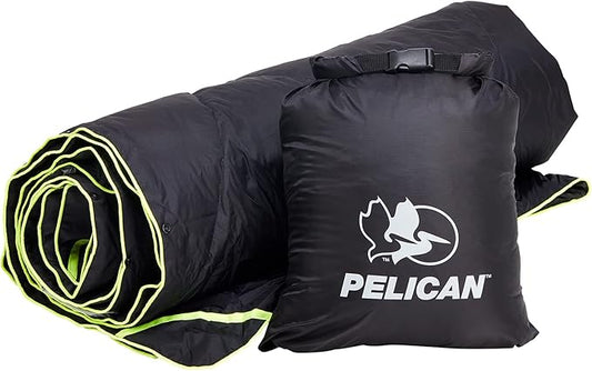 Pelican Outdoor Woobie Camping Accessories - Blanket - Poncho Liner w/Carry Bag - [Water Resistant] [600 Duck Down Fill] - Light, Soft, Warm Travel Blanket - Camping Gifts for Hiking, Picnic - Black