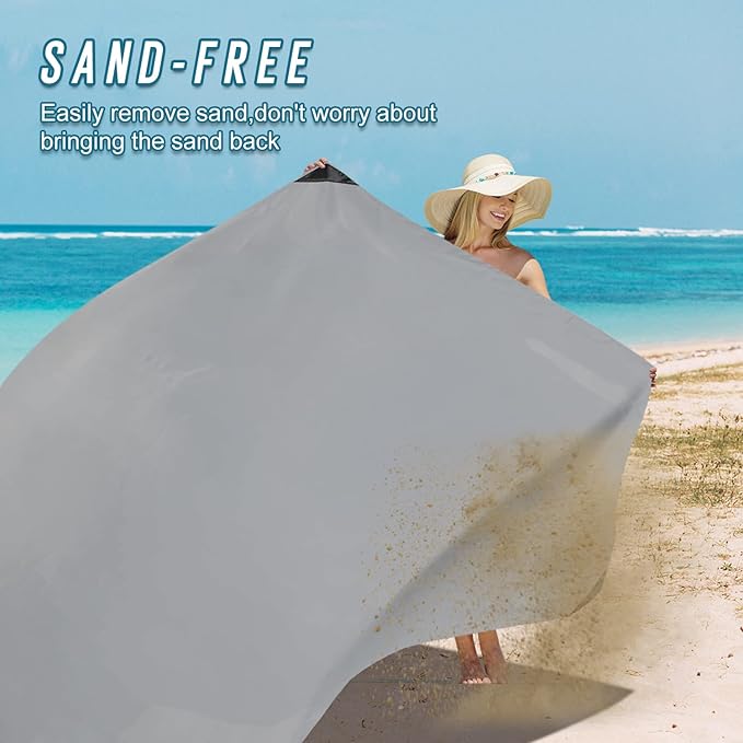 Odoland Beach Blanket Picnic Blanket, SandProof Waterproof Outdoor Pocket Blanket with Portable Bag, Foldable Lightweight Sand Free Quick Drying Beach Mat for Hiking Camping Picnics Travel Concert