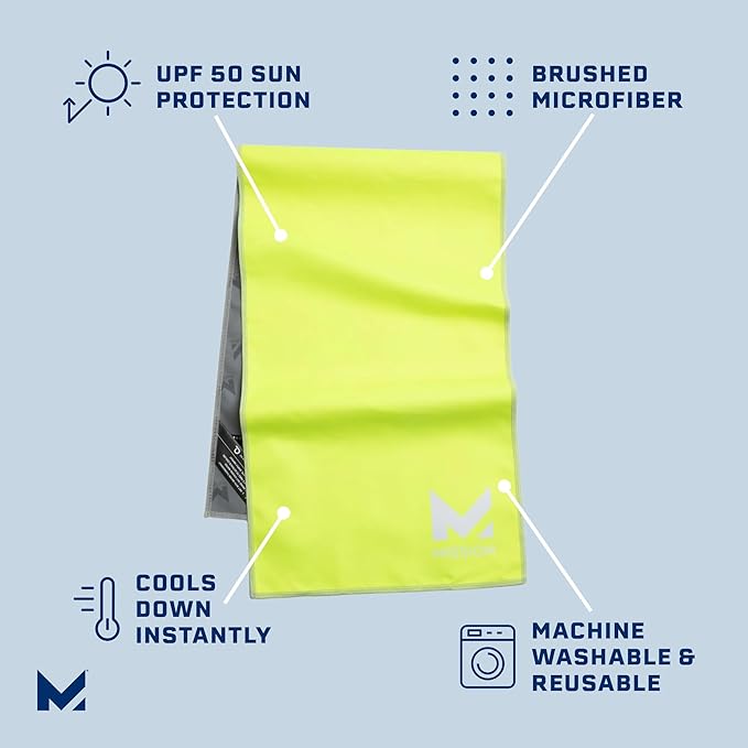 MISSION Original Cooling Towel, Safety Yellow - Soft, Durable Microfiber - Cools Up to 2 Hours - UPF 50 Sun Protection - Machine Washable