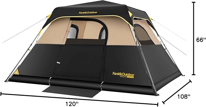FanttikOutdoor Camping Tent 4/6/8/10 Person Instant Cabin Tent Setup in 60 Seconds with Rainfly & Windproof Portable with Carry Bag for Family Camping & Hiking