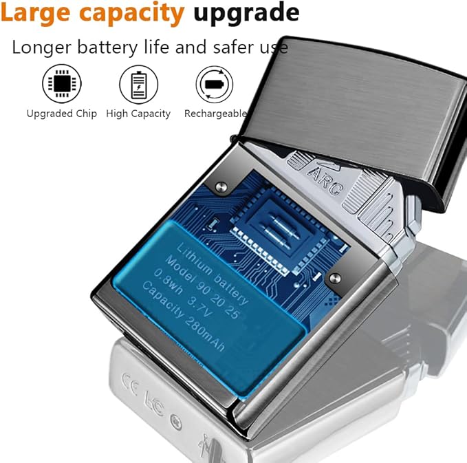 Electric Lighter Triple Arc Plasma Lighter USB Rechargeable Lighter Cool Lighter Windproof Flameless Lighter with Upgraded Battery Smart Chip for Candle, Hiking(Black)