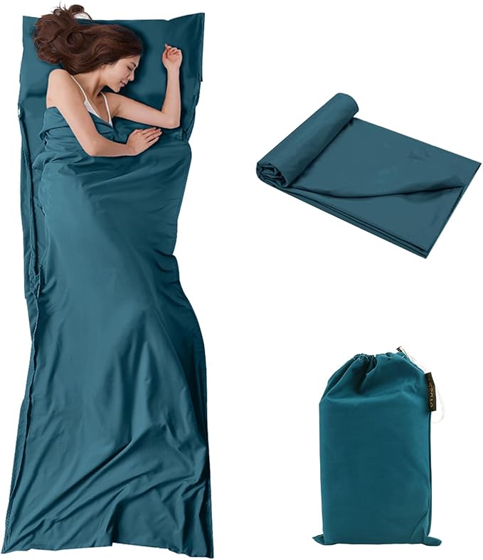 Travel and Camping Sheet Sleeping Bag Liner - Lightweight Compact and Portable Adult Sleeping Bag - Ideal for Traveling,Hostels and Camping