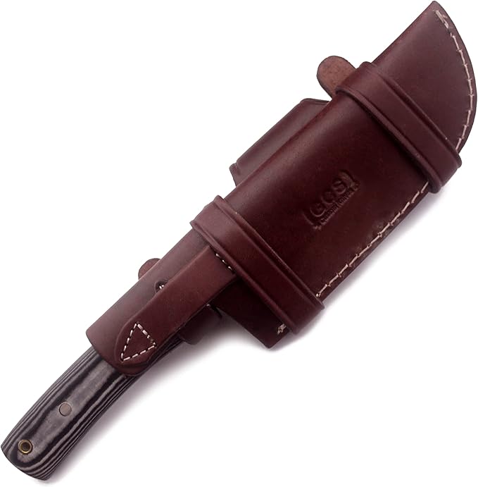 GCS Handmade Micarta Handle D2 Tool Steel Tactical Hunting Knife with leather sheath Full tang blade designed for Hunting & EDC GCS 192