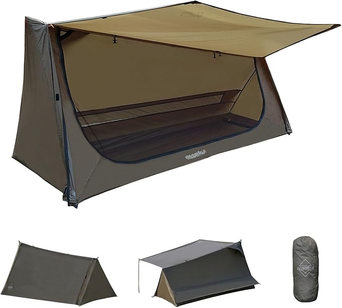 onewind 3 Season Backpacking Tent for Single Person, Ultralight Waterproof Silnylon Lightweight 1 Person Bushcraft Bivy Tent for Camping Backpacking Hiking, NO Trekking Pole