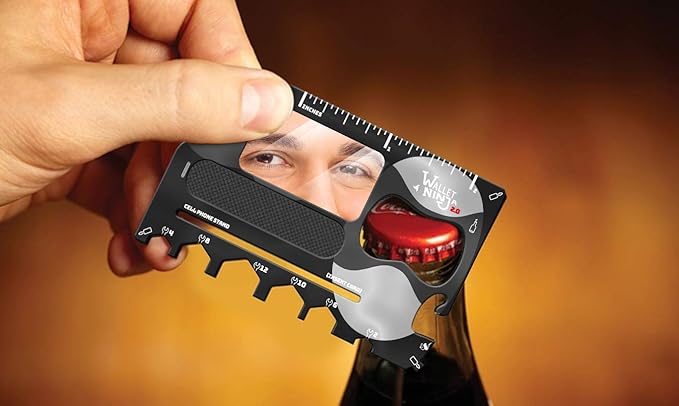 Wallet Ninja 2.0 (Advanced 20-in-1 Multitool, Now With Mirror + Nail File) Available in Black