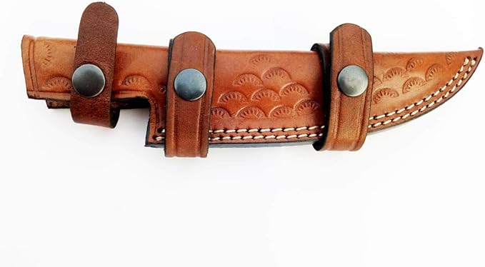 Nooraki HK-78 Handmade Damascus Skinner Hunting Knife 224 Layers with Leather Sheath Full Tang (8 Inches, Rosewood Handle)