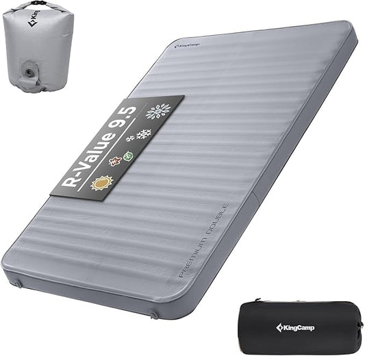 KingCamp Self Inflating Sleeping Pad for Camping Ultra Thick Double Single Foam Mattress High R Value Camping Air Pad Mat, Multi Colors & Sizes