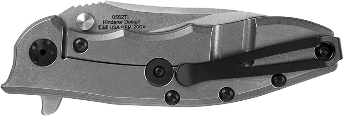 Zero Tolerance Hinderer Pocketknife; 3.5-Inch CPM 20CV Steel Blade, KVT Ball-Bearing Opening System, Flipper, Reversible Deep Carry Clip, Titanium Handle, Made in USA (0562TI)