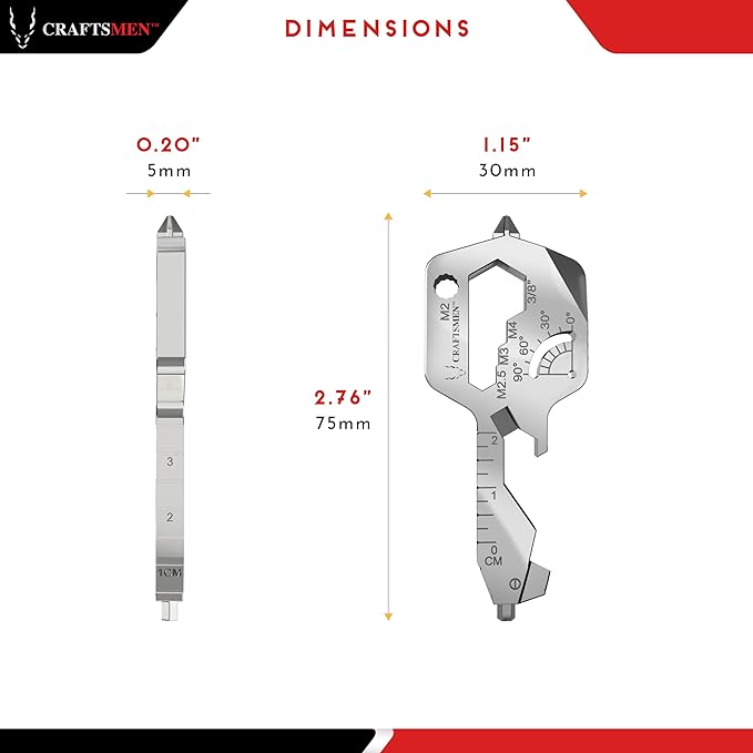 CRAFTSMEN MULTI TOOL KEY 20 IN 1 | Key Chain Utility Gadget | Key Multitool | EDC | Father Day Gift | TSA | Bottle Opener | Screw Driver | Gift for Men, Women, Valentine's, Groomsmen, Birthday