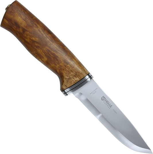 HELLE Knives - Alden - Fixed Blade - Fishing Knife - Birch Wood Handle - 12C27 Stainless Steel - Made in Norway