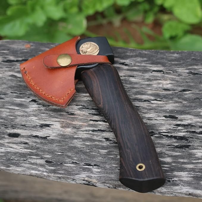 Mini Camping Hatchet Axe with Sheath 440C Stainless Steel, Outdoor Hunting Survival Hiking Tomahawk Axe 350g Small Lightweight Axe