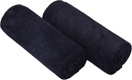 Home Gyms Towel for Men Women Microfiber Gym towels Cycling Workout Sweat Towel Set Quick Dry Exercise Sports Travel Towel Fast Drying 2-Pack (Black x2)