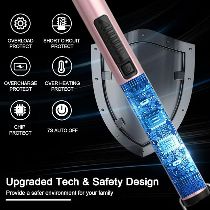 MeeToo Lighter Electric Candle Lighter Rechargeable USB Lighter Plasma Arc Lighter for Candle Camping (Rose Gold)