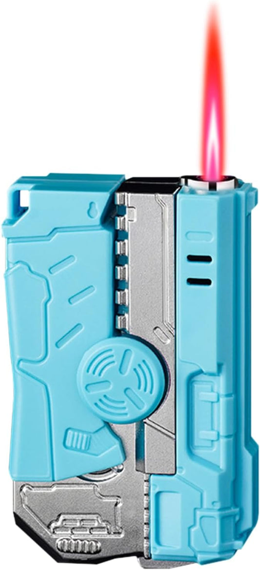 Torch Lighter, Foldable Cool Design Lighters, Windproof Adjustable Jet Flame Lighter Butane Refillable, Great Gifts for Men Women, Lighters for Candle, Kitchen, Camping, BBQ(Without Gas)-Blue