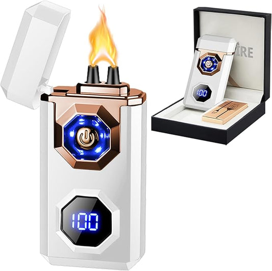 SKRFIRE Electric Lighter Rechargeable USB C Arc Plasma Lighter High Power Flame Cool Lighter Windproof Electronic Candle Lighter with LED Flashlight for Candle, Firework, Incense (Black)