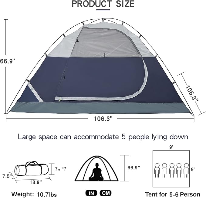 CAMEL CROWN Tents for Camping 2/3/4/5 Person Camping Dome Tent, Waterproof,Spacious, Lightweight Portable Backpacking Tent for Outdoor Camping/Hiking