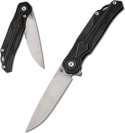 S35vn Steel Pocket Knife, 2.8" Titanium Folding Knife, Liner Lock Construction, EDC Carrying Knife for Multiple Types of Outdoor Travel, Camping, Fishing