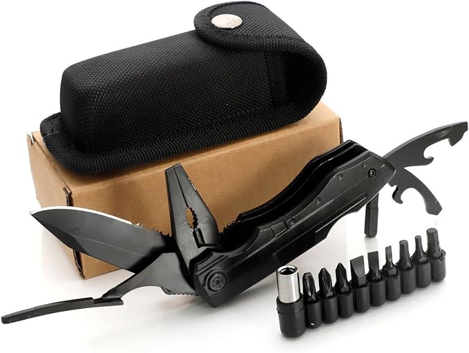 All In One Tool Multitool Needle Nose Plier, Stripper, Wire Cutter,Bottle Opener,Can Lifter,Saw Blade,Medium Screwdriver,Knife For Outdoor, Survival, Camping, Hunting and Hiking