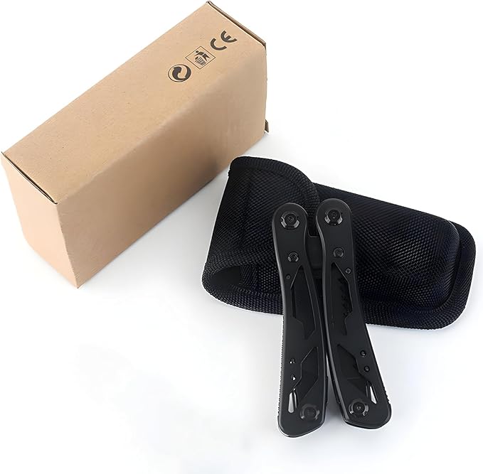 PS-12 14-In-1 Multitool with Safety Locking, Professional Stainless Steel Multitool Pliers Pocket Knife, Bottle Opener, Screwdriver with Nylon Sheath, Apply to Survival,Camping, Hunting and Hiking