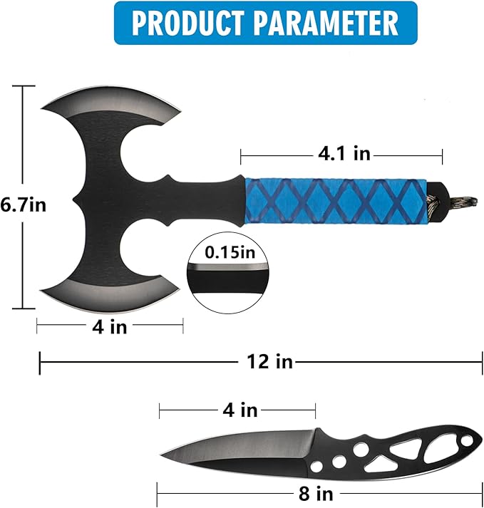 Throwing Axes and Tomahawks Double Sided Set,10 inch Full Tang Stainless Steel,Protective Nylon Sheath,Throwing Hatchet for Competition and Recreation,Throwing Axe 3 Pack
