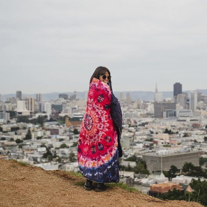 Rumpl The NanoLoft Puffy Blanket | Indoor Outdoor Camping Blanket for Traveling, Picnics, Beach Trips, Concerts | 52" x 75" | Cosmic Soul, 1-Person