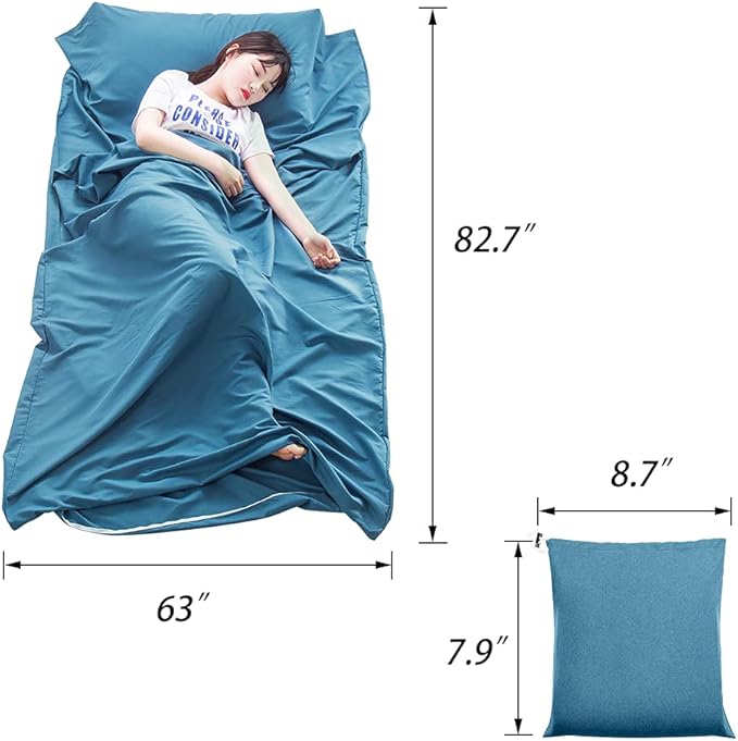 Sleeping Bag Liner Lightweight Compact Sleeping Bag Sack Portable Clean Travel Sheet Camping Sleep Sheet for Backpacking Hotel Hiking
