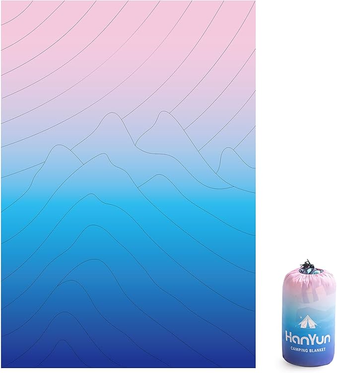 HANYUN Camping Blanket - Outdoor Travel Blanket, Waterproof Quilt for Camping, Stadium, Hiking, Beach Trips, Concerts& Festival - 52"x75" Mountains Quilting Blanket