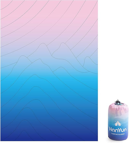 HANYUN Camping Blanket - Outdoor Travel Blanket, Waterproof Quilt for Camping, Stadium, Hiking, Beach Trips, Concerts& Festival - 52"x75" Mountains Quilting Blanket