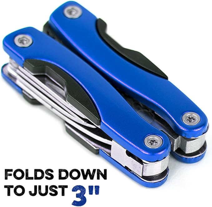 Knack 11-in-1 Multitool - 3inches Stainless Steel Folding Utility Pocket Tool with Carrying Pouch by Knack (Blue)