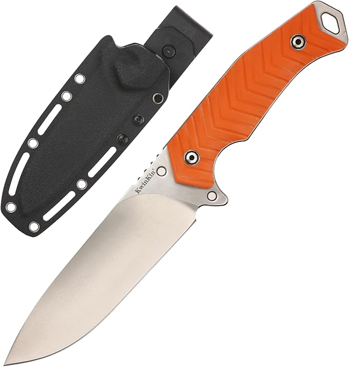 DC53 Steel 5" Fixed Blade Hunting Knife with Kydex Sheath, Camping Fishing Multi-Purpose Outdoor Gear with G10 Handle, Camping Bush Knife, Gifts for Men
