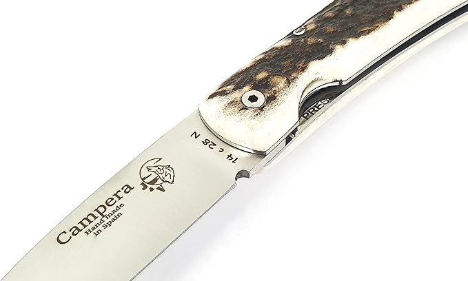 CAMPERA Folding Knife for Bushcraft, Camping, Hunting, Fishing and Outdoor Activities, 3.4" Stainless Steel Sandvik, EDC Gear and Equipment, Handmade in Spain