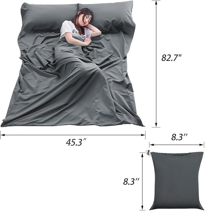 Sleeping Bag Liner Lightweight Compact Sleeping Bag Sack Portable Clean Travel Sheet Camping Sleep Sheet for Backpacking Hotel Hiking