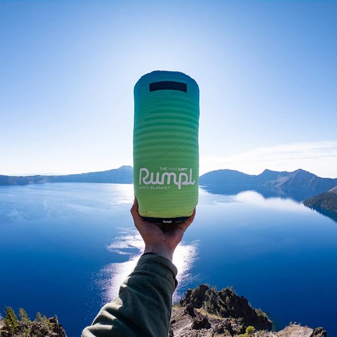 Rumpl The NanoLoft Puffy Blanket | Indoor Outdoor Camping Blanket for Traveling, Picnics, Beach Trips, Concerts | 52" x 75" | Patch Fade Cool, 1-Person