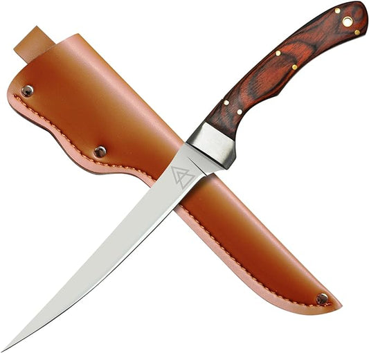 Bushcraft Fillet Knife, 12 Inch Fillet Knife for Fish, Fixed Blade Fish Fillet Knife, 440C Hardened Stainless Steel Boning Knife by Kratos - ZF3F