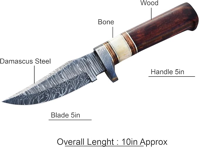 | Viking Heritage Skinner Knife – Expertly Crafted with Damascus steel for Precision Hunting and Field Dressing: Embrace the Timeless Elegance of Craftsmanship with this Razor-Sharp