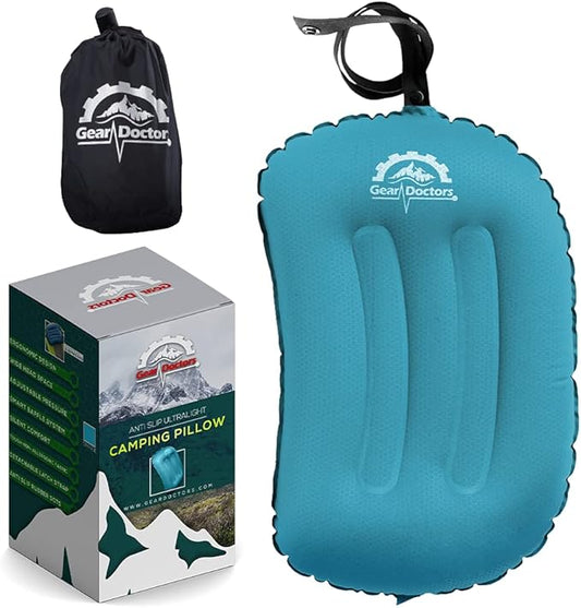 Gear Doctors Camping Pillow, Inflatable Pillow, Camp Pillow, Backpacking Pillow, Inflatable Pillow for Camping, Blow Up Pillow (Teal)