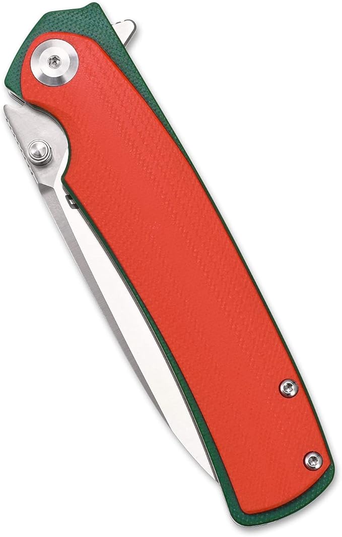 Sitivien ST127 Folding Knife,D2 blade, G10 Handle,Ball Bearings Pivot, Flipper Opening Knife with Reversible Deep Carry Clip for Outdoor EDC Tool Knife(Red)