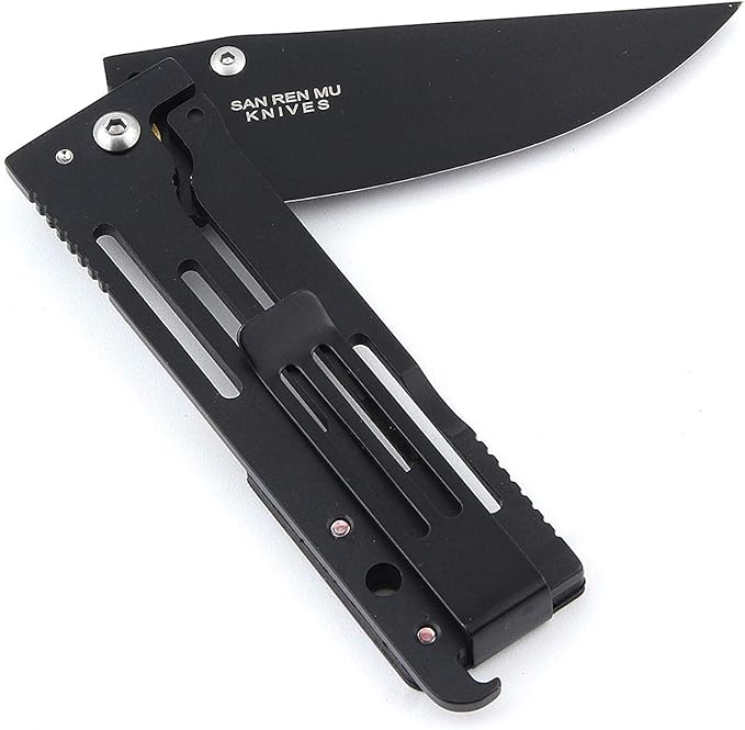 Sanrenmu 7037 Pocket Folding Knife 8Cr14Mov Stainless Steel Frame Lock with Clip