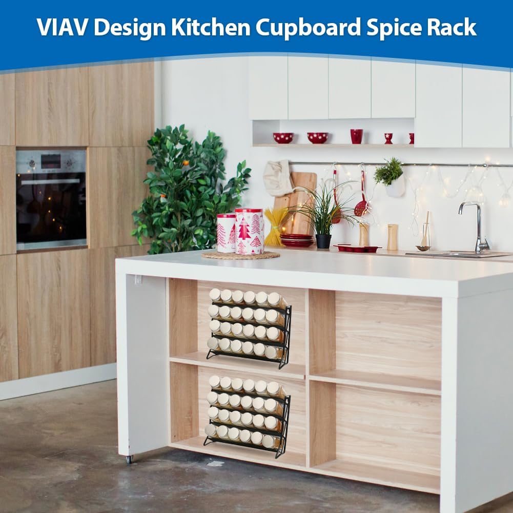 1PCS 4Tier Spice Rack for Counter Free Standing,Spice Rack for Inside Cupboard Hanging Wall Mounted Spice Seasoning Organiser Spice Jars Bottle Organizer for Kitchen Pantry（Black）