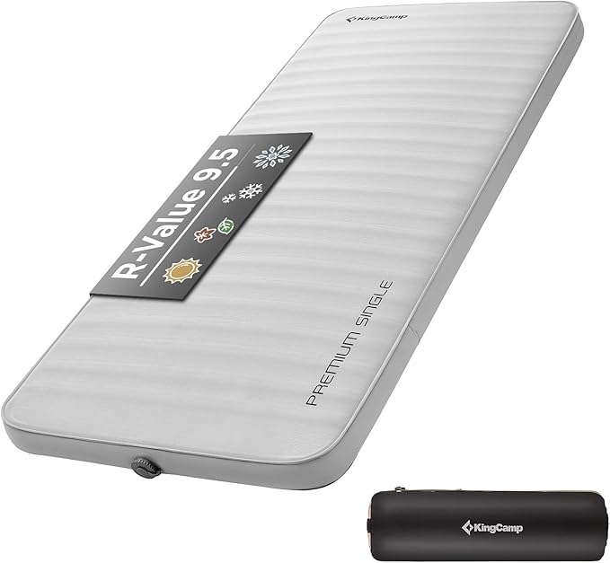 KingCamp Self Inflating Sleeping Pad for Camping Ultra Thick Double Single Foam Mattress High R Value Camping Air Pad Mat, Multi Colors & Sizes