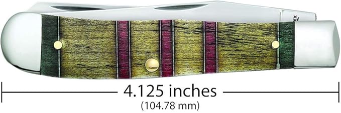 Case WR XX Pocket Knife Vietnam War Trapper Gift Set - Natural Bone W/Grn/Yellow/Red Item #22040 - (6254 SS) - Length Closed: 4 1/8 Inches