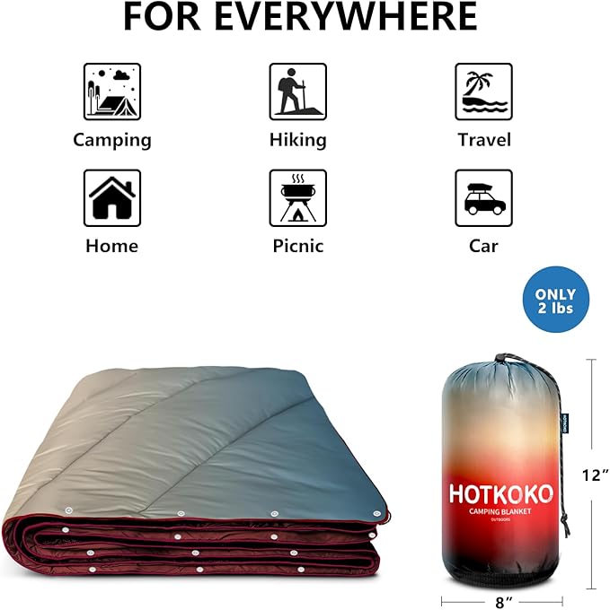 Camping Blanket,Packable Down Alternative Puffy Printed Camping Blanket Lightweight Outdoor Blanket for Camping,Traveling, Stadium, Hiking, Picnics