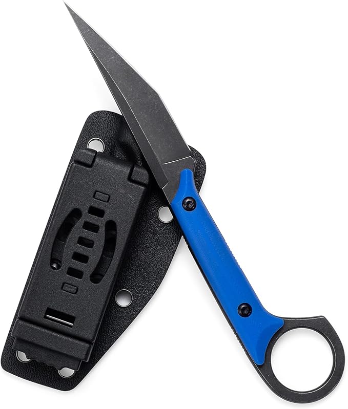 KS527 Fixed Blade Knife, D2 Blade G10 Handle for Men Women, with Kydex Sheath, Utility Knife for EDC Survival Hiking Camping Outdoor Everyday (Blue)