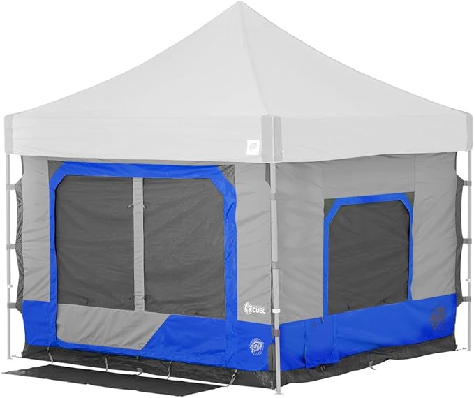 E-Z UP Camping Cube 6.4, Converts 10' Straight Leg Canopy into Camping Tent, Royal Blue (Canopy/Shelter NOT Included)