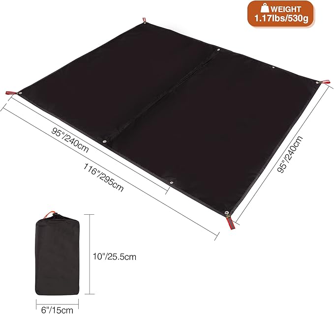 REDCAMP Ultralight Tent Footprint - 95" x116'', 4 in 1 Multifunctional Waterproof Camping Tent Tarp for Camping, Hiking and Survival Gear, Lightweight and Compact