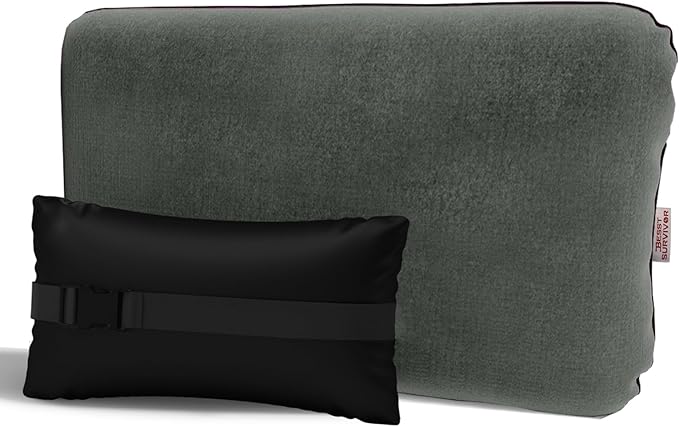 Compressible Travel Pillow, Memory Foam Camping Pillow, Contoured Support, Breathable Cover, Lightweight Easy-to-Carry for Backpacking, Airplane, Car