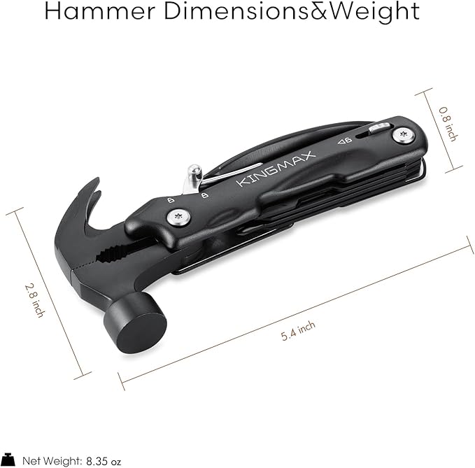 Claw Hammer,Birthday Gifts for Men Dad Husband Grandpa,Multitool Camping Accessories,12 in 1 Hammer Outdoor Survival Tools Gifts for Him